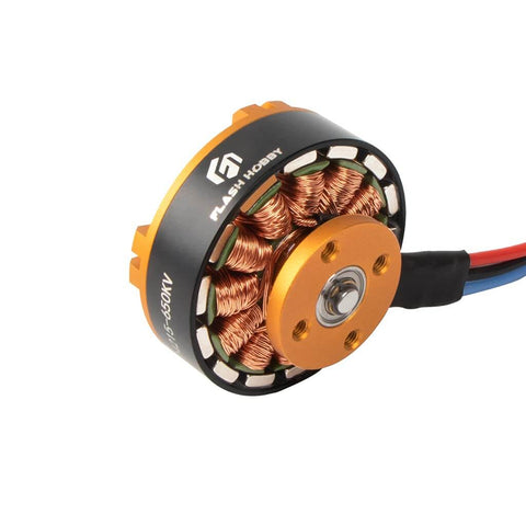 D4215 Brushless Motor 650KV Built For 3 To 6S RC Multirotor FPV, shown with CNC machined rotor and copper windings close-up view.