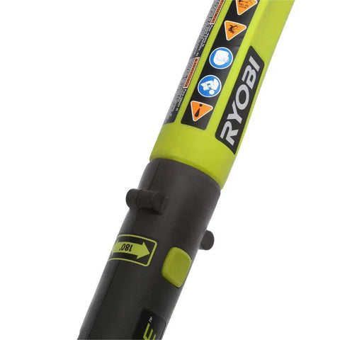 Lightweight Cordless String Trimmer And Edger With Slick Rotating Shaft For No Sweat Yard Work Compatible With 18 Volt Lithium Batteries Tool Only showing handle and controls.