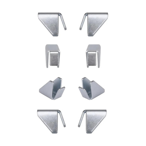 Heavy Duty Metal Cabinet Shelf Clips For Garage Organization And Replacement Hooks To Level Up Your Storage Game With These Slick Eight Piece Hardware Brackets in silver metal.