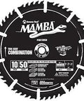 Carbide Tipped Thin Kerf Mamba Contractor Series 10 Inch Circular Saw Blade 50 Tooth Five Eighths Bore Bevel Fifteen Degree