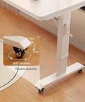 Close-up of Mobile Standing Desk With Crank Height Adjuster And Lockable Casters showing 360-degree rotating caster for mobility.