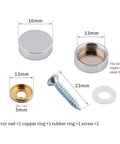 Stainless Steel Mirror Screws 16mm Silver Decorative Glass Fixings With Copper Washers For Bathroom Wall Mounted Mirror