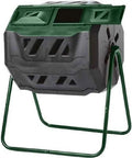 Mr Spin Compost Tumbler With Dual Chamber Design 160 Liter 43 Gallon Capacity Two Leg Stand Green And Black