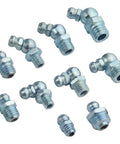 Metric Zerk Grease Fittings Kit 110 Piece Assortment NPT M6 M8 M10 Straight And 45 90 Degree Nipples Zinc Plated Steel
