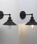 Black Industrial Wall Sconce With 8.1 Inch Metal Shade Vintage Retro Vibe 1 Light Wall Lamp 180 Degree Adjustable Direction E26 Base