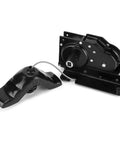 Hella Sturdy Heavy Duty Spare Tire Hoist Carrier Winch Built From Premium Rust Proof Steel For Ford F450 F550 Work Trucks showing winch and carrier parts.
