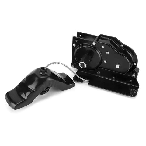 Hella Sturdy Heavy Duty Spare Tire Hoist Carrier Winch Built From Premium Rust Proof Steel For Ford F450 F550 Work Trucks showing winch and carrier parts.