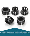 Black nylon cable snap bushings from 200 Piece Nylon Cable Snap Bushing Set Heavy Duty Half Inch 13mm Black Snap In Bushing Grommet Protector