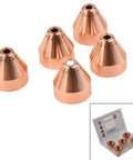 Heavy Duty 5-Pack Plasma Cutter Shield Caps made of robust copper, perfect fit for Hypertherm 65 and 85 models.