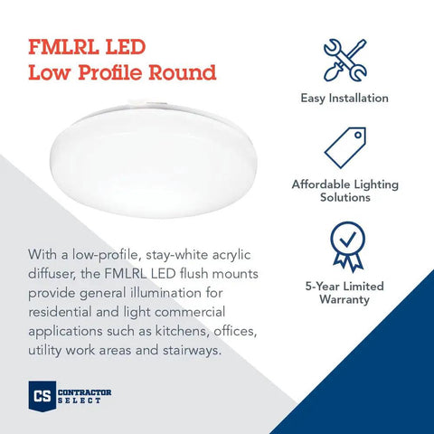 14 Inch Round LED Flush Mount Ceiling Light, Low Profile Modern Fixture With Dimmable 4000K Cool White, Easy Install