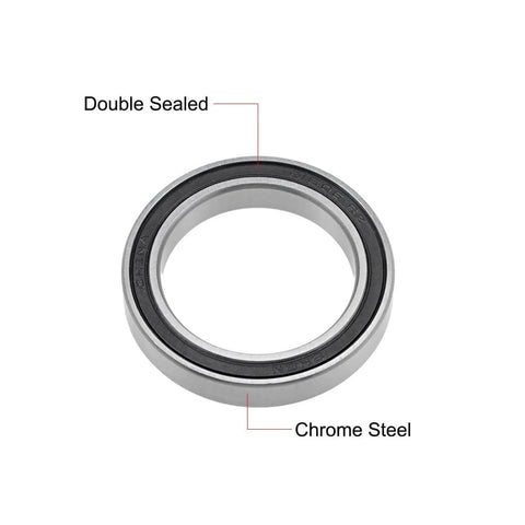 Deep groove sealed ball bearing 6806-2RS 30 mm ID x 42 mm OD x 7 mm width, double-sealed 2RS chrome steel, ABEC 1 P0, Z2 noise rated
