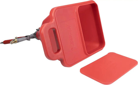 No Nonsense Hopper Gun And Texture Sprayer Built To Crush Thick Drywall Mud Smoothly With Wide Spray Pattern, red tray with handle