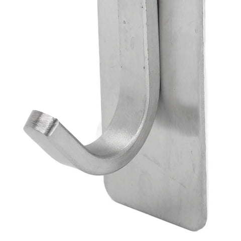 Close-up of a shiny stainless steel adhesive hook for coats and hats from Ditch The Drilling Drama With These Four Heavy Duty Adhesive Hooks.