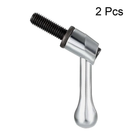 M10 X 25mm Adjustable Clamping Lever With Push Button Locking And Rotating Screw Handles Ratchet Quick Release Male Threaded Stud Knobs Silver Tone