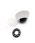 Front caster wheel assembly for ECOVACS robot vacuum, black wheel with white housing and bearing
