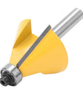 Ultra Smooth 8mm Shank Chamfer Router Bit YG6 Alloy Cutterhead for trimming MDF, solid wood, and plywood edges.