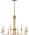 Modern Gold 8 Light Chandelier With Candlestick Lights For Dining Room Farmhouse Style Over Table Entryway Hallway