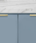 10 Pack 3-1/2 Inch Knurled Finger Edge Drawer Pulls In Diamond Gold Oxidation Finish on blue cabinet
