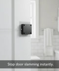 Adhesive Door Closer For Interior Wood Doors With Hydraulic Soft Close Damper No Drilling Required mounted on bathroom door