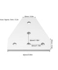Beefy Heavy Duty Flat Tie Plate Aluminum Alloy L Shaped Bracket Set visible with measurement details for industrial use.