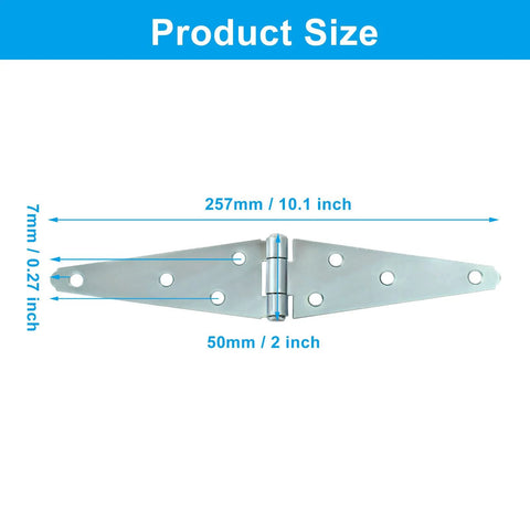 2 Pack 5 Inch Strap Hinges With Screws For Wood Gates Doors Cabinets Heavy Duty Tee Hinges Black Finish Iron Construction Size Display