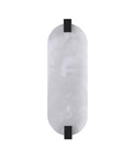 Tonabona 2 Pack 2 Light 15" Natural Alabaster Oval Marble Farmhouse Bathroom Black Wall Sconce front view with black fixtures.