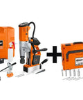 Heavy Hitter Portable Magnetic Base Drill Machine With Brushless Motor 18V Cordless Power Tool with accessories and case.
