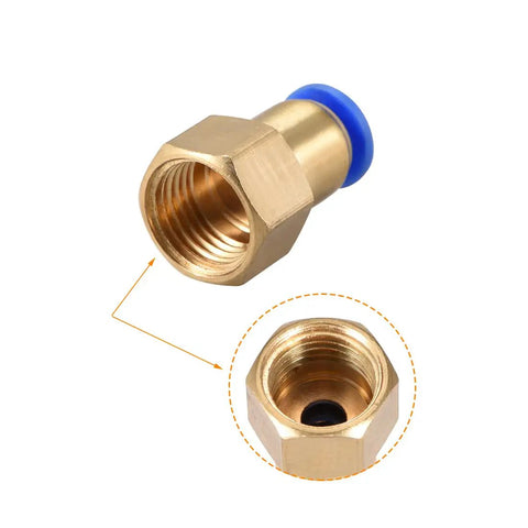 Push To Connect Tube Fitting Adapter 6mm Tube OD To PT One Quarter Female Straight Pneumatic Connector close-up view