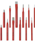 Kick Your DIY Game Up A Notch With This Badass 12 Piece Punch And Chisel Set Perfect For Metal Wood Stone And Brick Shaping Works In Any Garage Shop Or Home Workshop For Serious Mechanics And Crafters. 12-piece red steel punch and chisel set