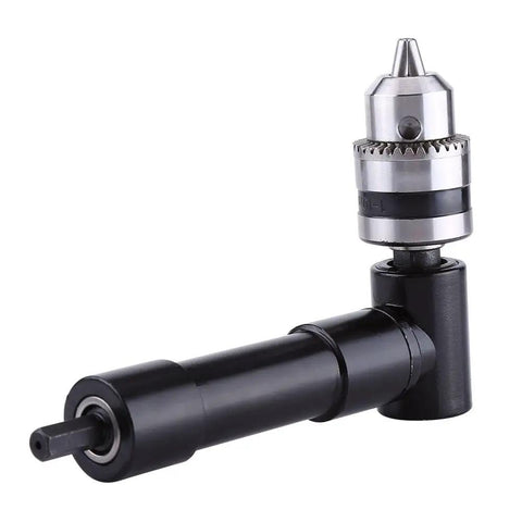 Aluminum Head Right Angle Drill Attachment With 8 mm Hex Shank For Electric Drills, 1 To 10 mm Bit Compatibility shown at side view.
