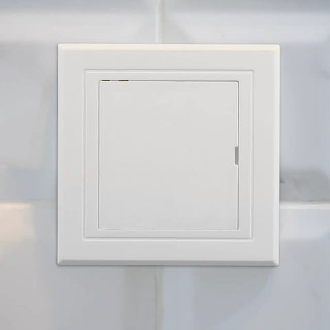 Sleek 3X3 Inch White Drywall Access Panel For Bathroom Plumbing Maintenance Durable Pvc Wall Cover Plate Seamless Flush Fit No Fuss Install.