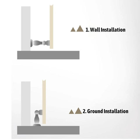 Diagram of Magnetic Door Stop Brushed Silver 147mm Heavy Duty Door Catch Stainless Steel showing wall and floor installation.