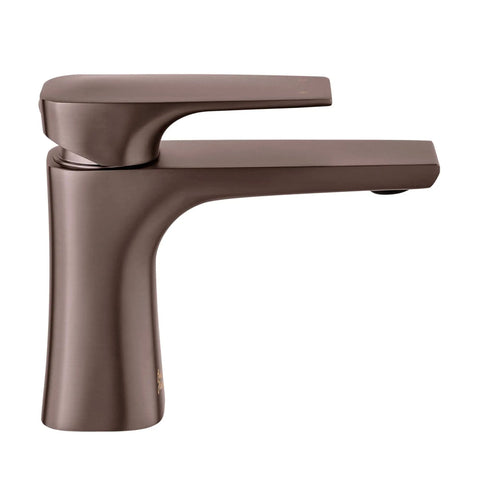 Side view of Single Hole Bathroom Faucet with Center Mount Installation, One Hand On Off and Temperature Control, Solid Brass Construction