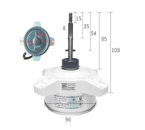 Energy Saving DC Brushless External Fan Motor ZWS30-J 310V with dimensions for inverter air conditioners