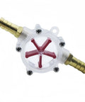 Check Clear Inline Water Flow Indicator With Rotating Impeller For 16mm Push Fit Pipes transparent housing view with red impeller.