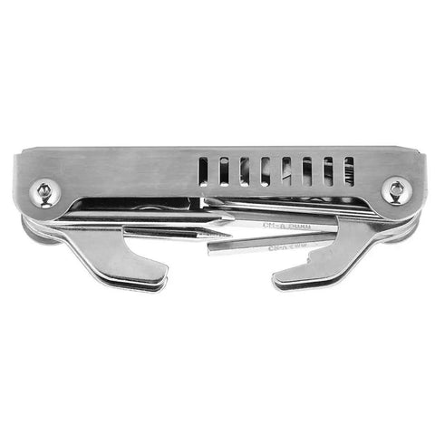 8 In 1 Scuba Diver Tool Kit for Regulators and Valve Repairs, Stainless Steel Multi Tool Set, side view, folded, with visible tools