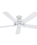 Bridgeport 52 Inch Indoor Outdoor Ceiling Fan With Pull Chain, Damp Rated, White Finish, No Light Fixture, Dope Airflow