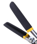 Close-up of handles on 6 Inch Sheet Metal Bender Workhorse with Heavy Duty 45 Steel Construction Multifunctional Duckbill Pliers.