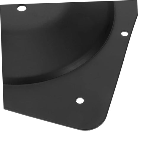 Heavy Duty Badass Table Leg Mounting Plate Multi Purpose Furniture Attachment Hardware detail showing black iron construction.