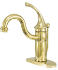 Georgian 4-Inch Centerset Lavatory Faucet With Pop-Up Drain, Polished Brass, ADA Compliant Single Lever Deck Mount, 1 Or 3 Hole Install