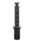 Pop Up Desk Organizer Power Strip With Usb Type C Charging And Multiple Sockets, hidden socket design, compact black design