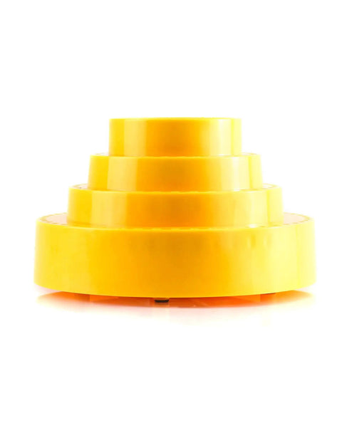 Yellow Rotary Bur Holder Tool with 116 Holes, 360 Degree Rotating Base, Boss Setup for Drill Bits Organization, 6.61 Inch Base Diameter