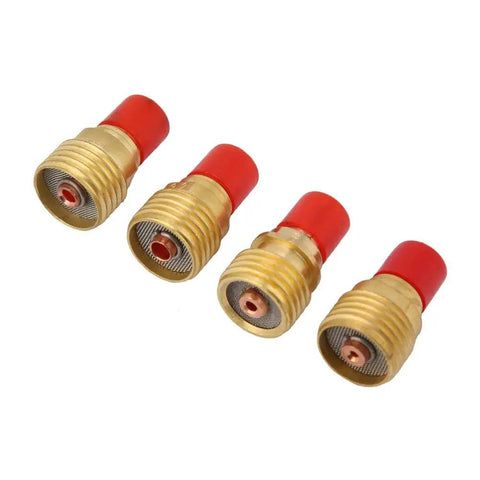 Close-up of four piece set from TIG Welding Nozzles 46 Piece Set For WP9 20 25 Series Torch Consumables With Collets And Accessories