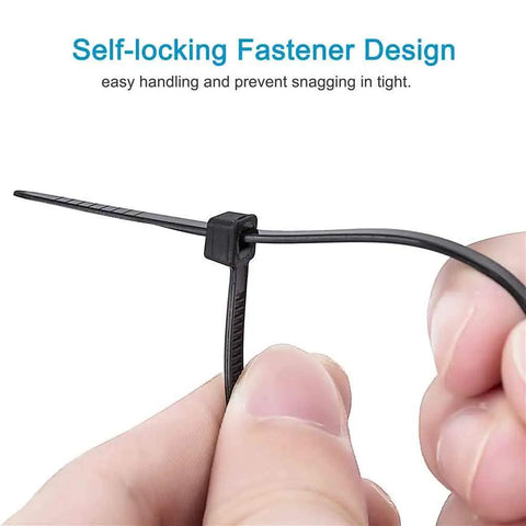 Holding self-locking Heavy Duty Eight Inch Cable Zip Ties 100 Pack With Fifty Pound Tensile Strength, Premium Black Nylon Tie Wraps