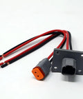 DT 2-Pin Flange Pigtail Kit With 14AWG Pure Copper GPT Wires Made In USA, showing connector and wires