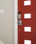4 Pieces Door Reinforcement Plate Set For Door Handle Fixing Cover Filler Backplate Heavy Duty Stainless Steel on red door