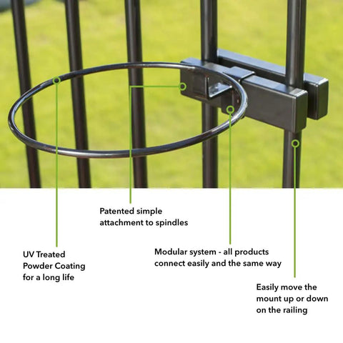 Deck Railing Planter Bracket Kit For Round 8 Inch Pots With Snap On Ring And Allen Wrench Included Easy Mount To Vertical Spindles For Sweet Deck Gardens And Container Pots On Railings