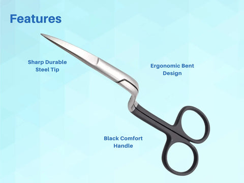 Curved Embroidery Scissors With Bent Handles, 6 Inch Pro Grade Curved Applique Snips For Machine Embroidery, Fabric Stitches And Crafting, Premium Stainless Steel Blades For Precise Clean Cuts, black comfort handle