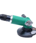 Hardcore Slick 5 Inch Pneumatic Angle Grinder With Adjustable Speed Control For Precision Grinding Sanding And Polishing Marble Granite Tile Using Air Powered Die Tool For Tight Spots, compact design with black and green colors.