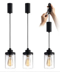 Slick Adjustable Black Track Lighting Pendants Pack Of 3, featuring clear glass shades and adjustable length for easy setup.